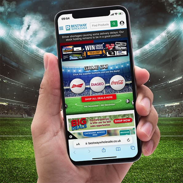 Bestway Wholesale football campaign on mobile phone