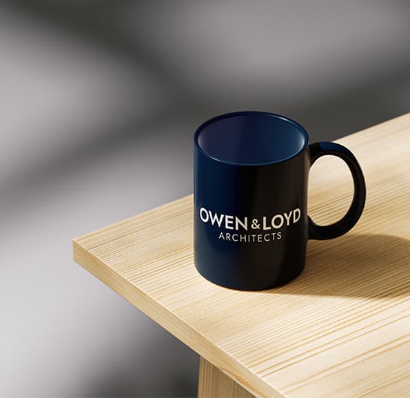 Owen & Loyd logo on mug