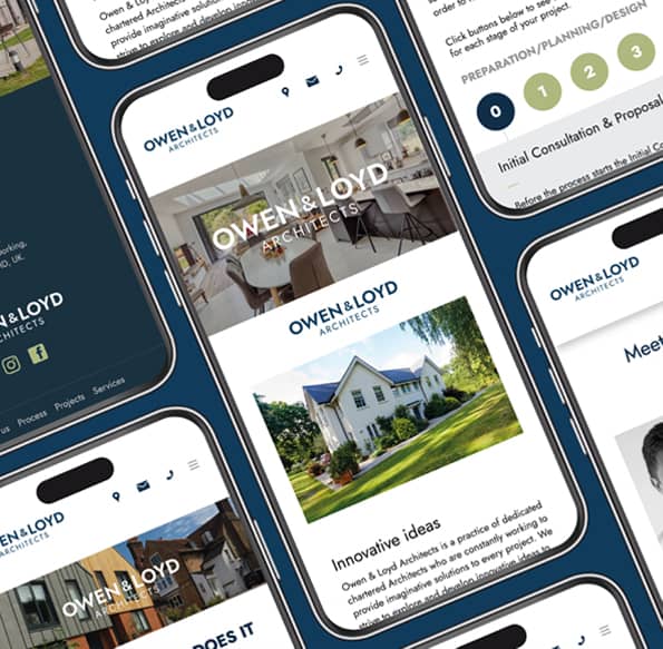 Owen & Loyd website on mobile phone screens